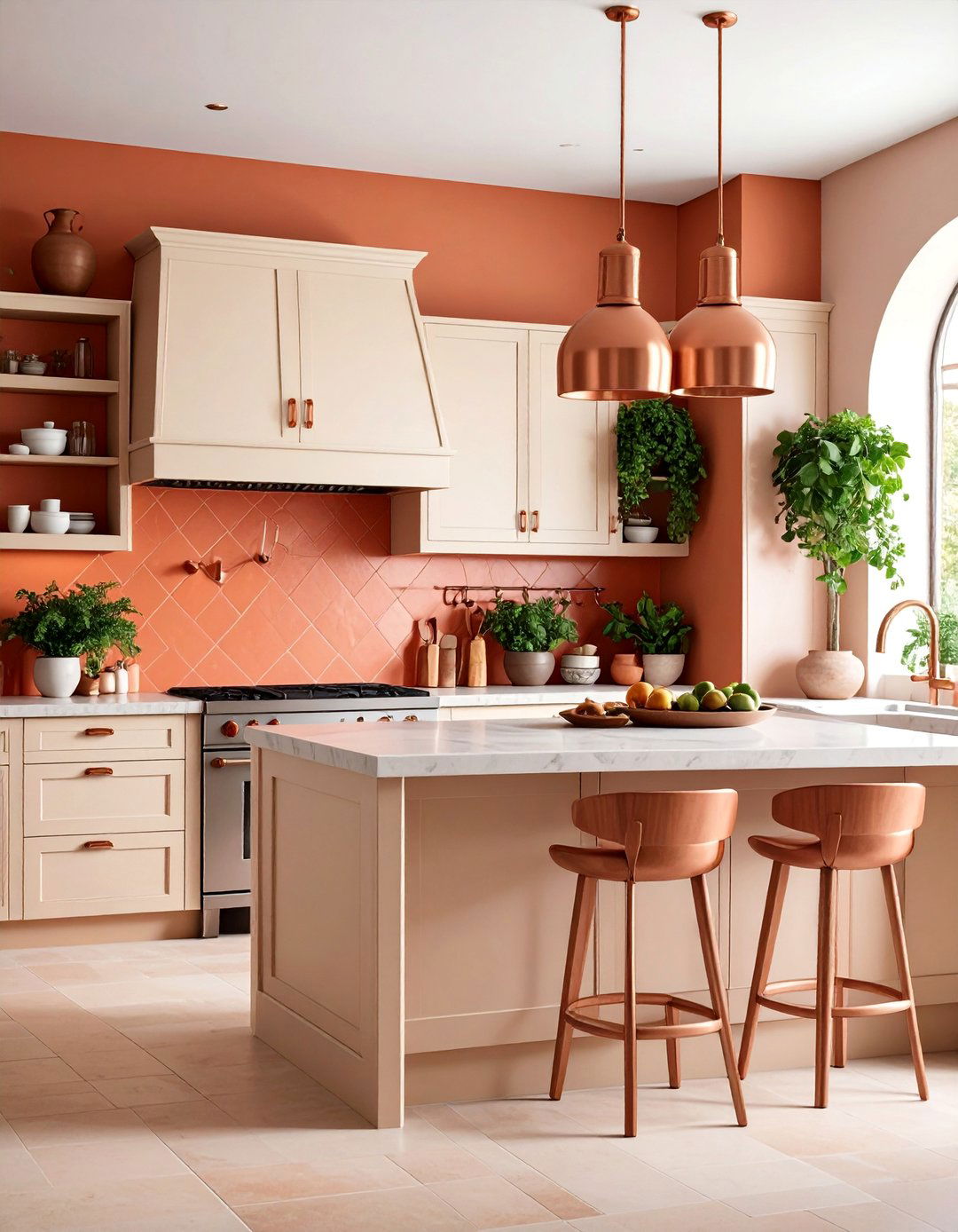 Terracotta and Cream Mediterranean Kitchen - 25 Kitchen Color Ideas