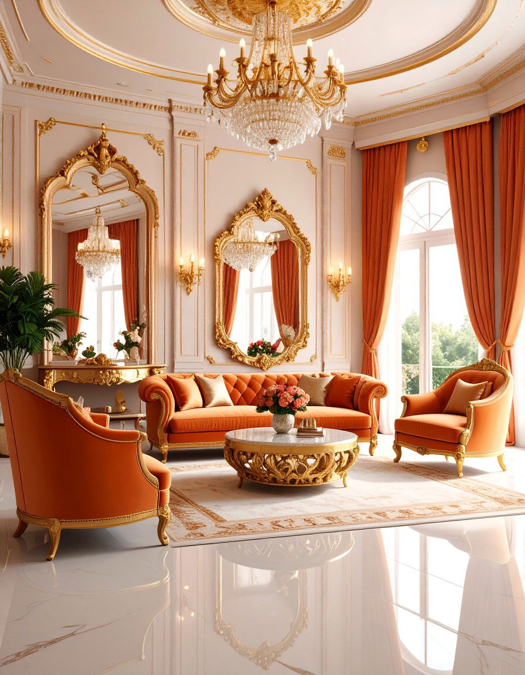 Terracotta and Gold Glamorous Living Room - 25 terracotta living room ideas