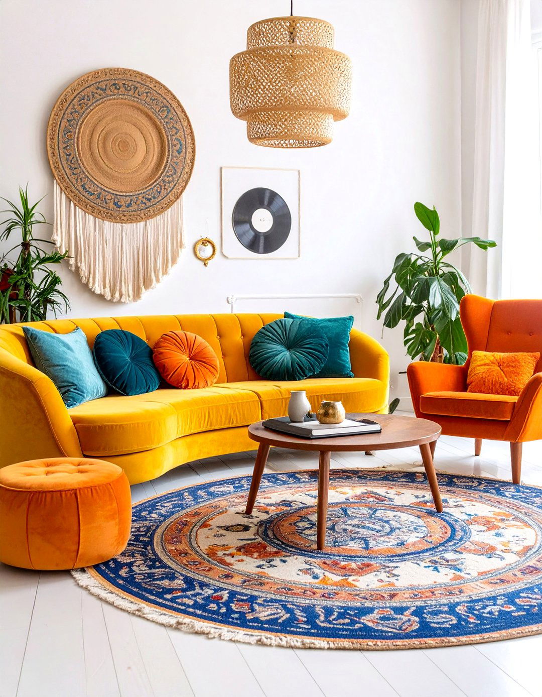 Terracotta and Mustard Yellow Retro Living Space - 25 terracotta living room ideas