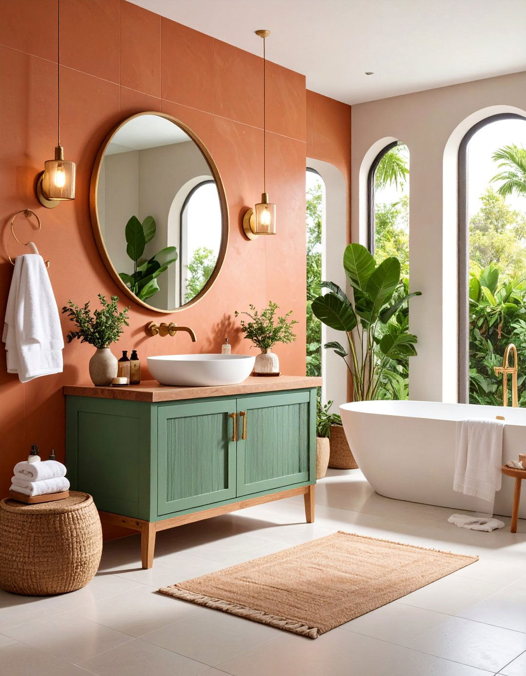 Terracotta and Sage Bathroom Oasis - 25 Warm Color Palettes for Every Room in the House