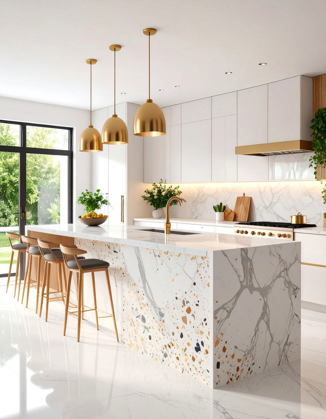 Terrazzo Bar Top with Open Concept Kitchen - 25 Terrazzo Kitchen Countertops