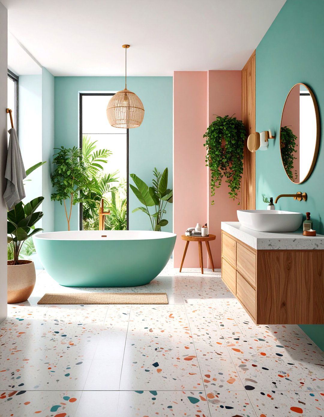 Terrazzo Bathroom with Speckled Texture Interest - 25 Scandinavian Bathroom Ideas