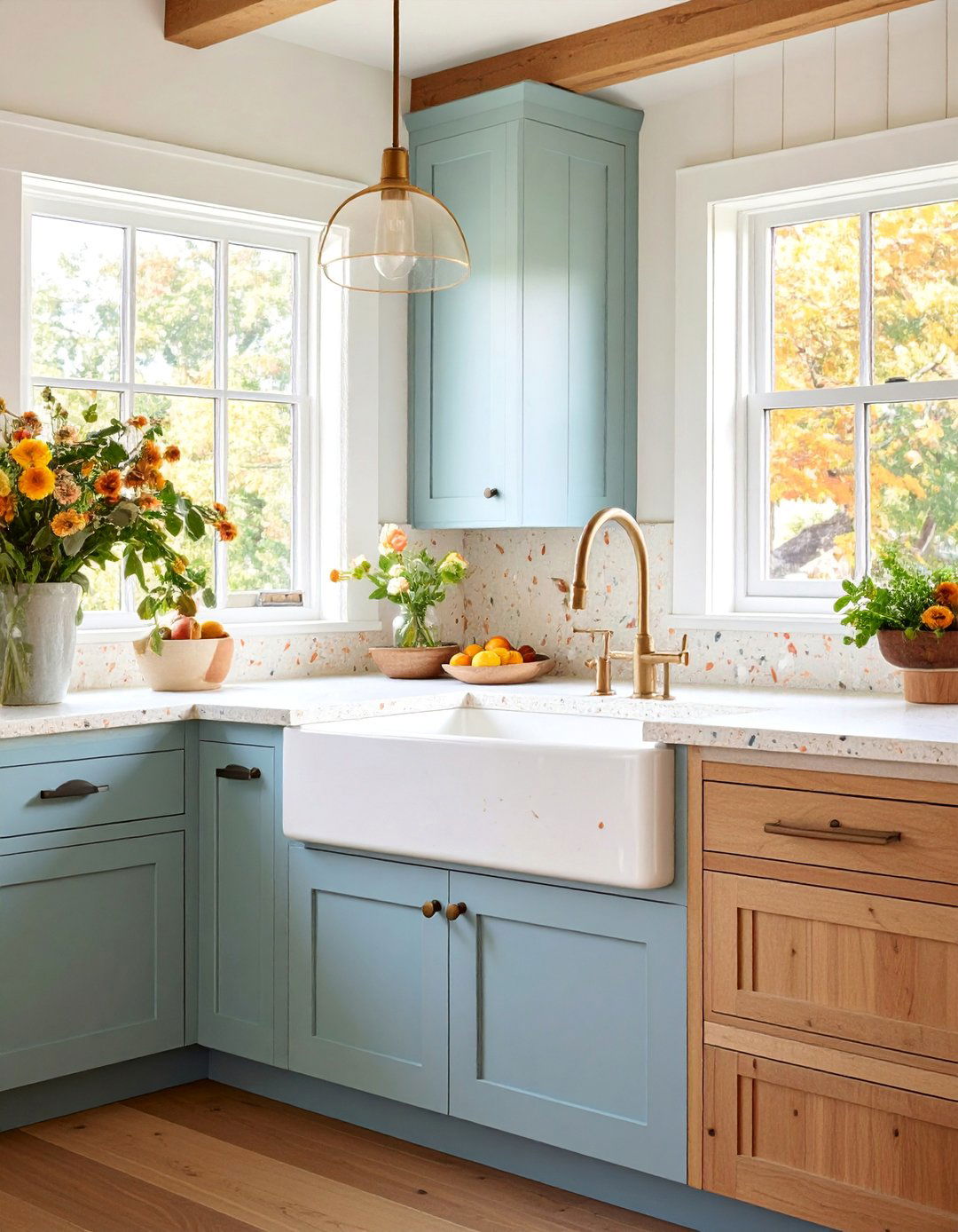 Terrazzo Farmhouse Sink Integration with Country Style - 25 Terrazzo Kitchen Countertops