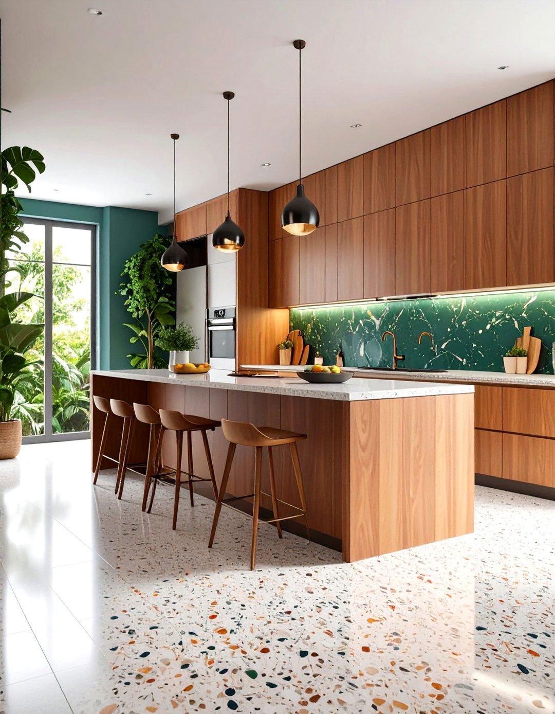 Terrazzo Galley Kitchen with Space Saving Design - 25 Terrazzo Kitchen Countertops