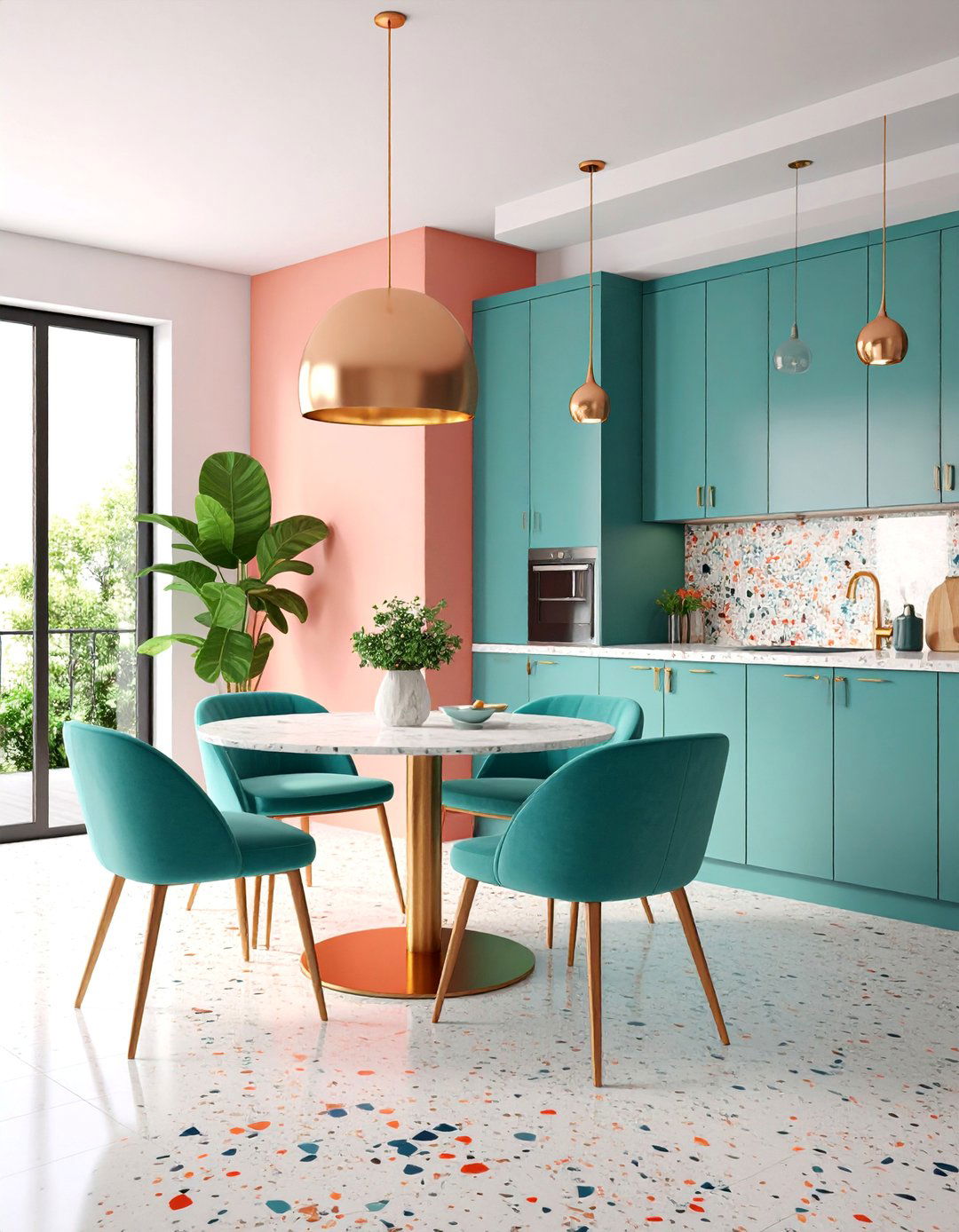 Terrazzo Inspired Speckled Geometric Accent Wall - 25 Geometric Accent Wall Ideas