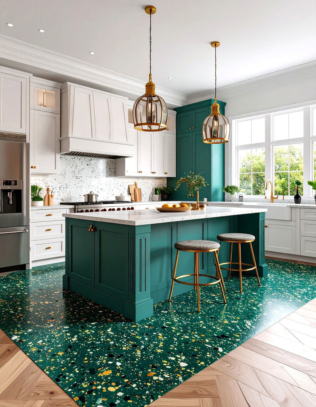 Terrazzo Kitchen Floor Rug Style Border Inlay - 25 Terrazzo Kitchen Floor Ideas
