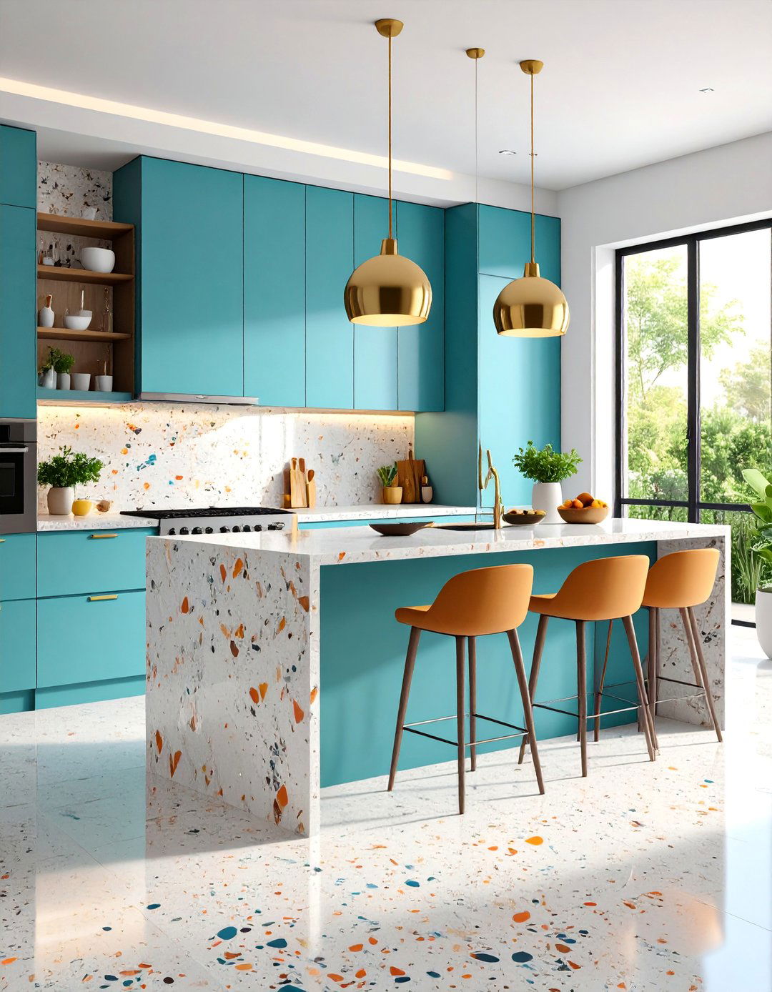 Terrazzo Kitchen Island with Built in Appliances - 25 Terrazzo Kitchen Countertops