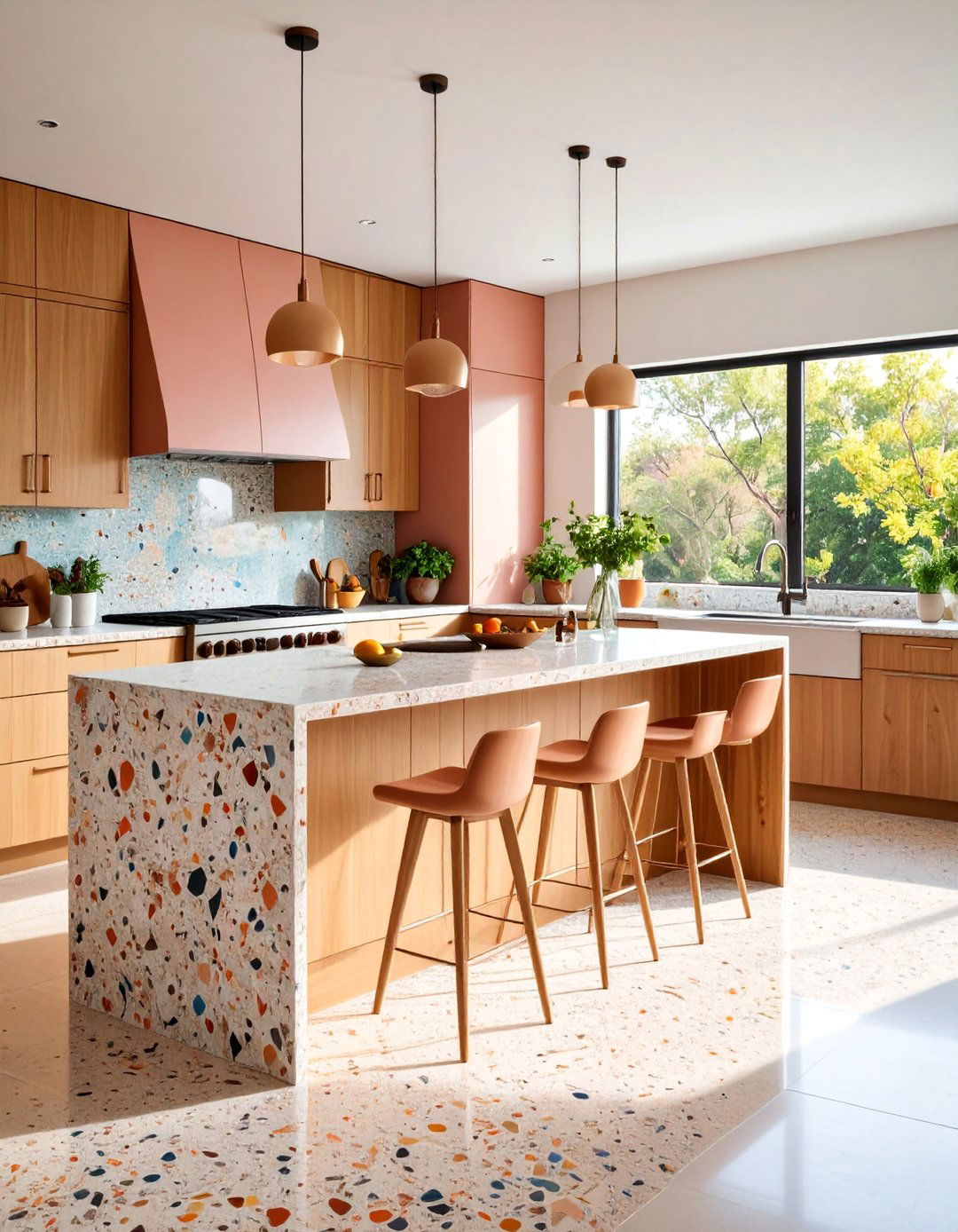 Terrazzo L Shaped Kitchen with Corner Solutions - 25 Terrazzo Kitchen Countertops