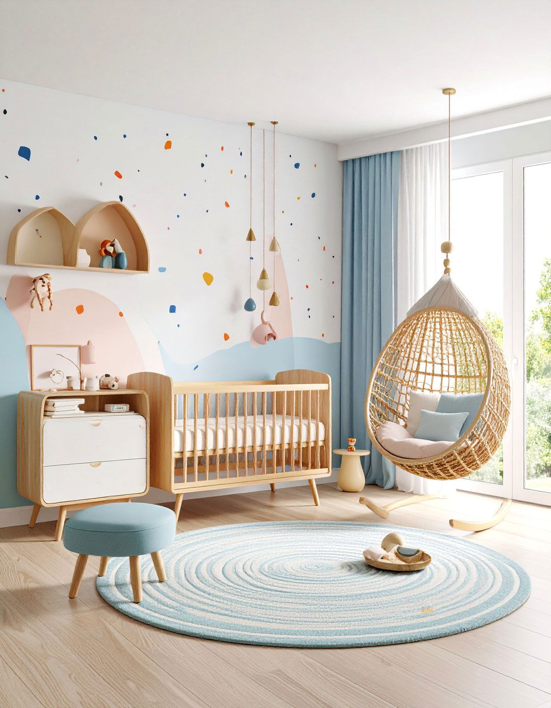 Terrazzo Pattern Statement Wall Nursery - 25 Mid-century Modern Nursery Ideas