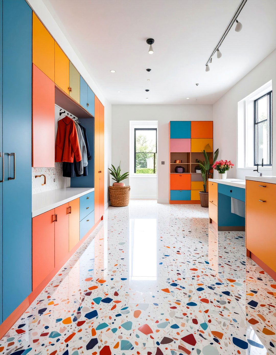Terrazzo Speckled Finish Mudroom Tiles - 25 Mudroom Tile Floor Ideas