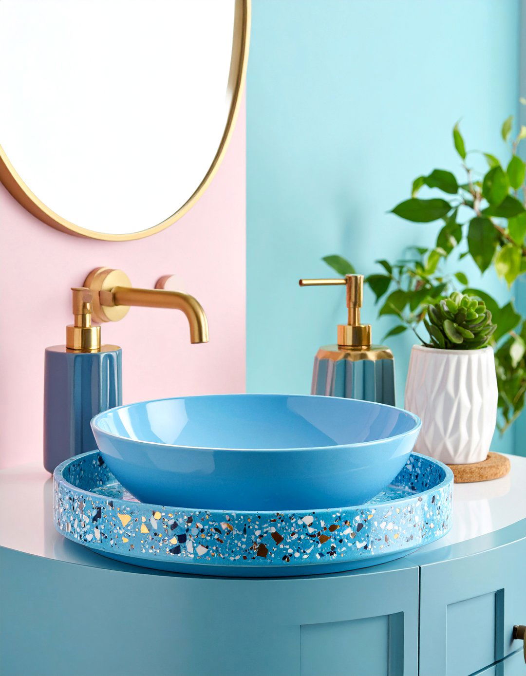 Terrazzo Speckled Modern Tray - 25 Bathroom Tray Ideas