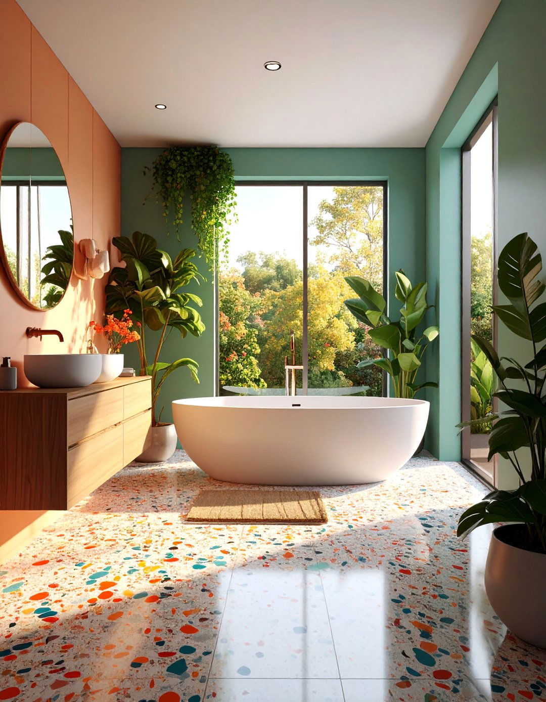 Terrazzo Statement Floor - 25 Quirky Bathroom Ideas