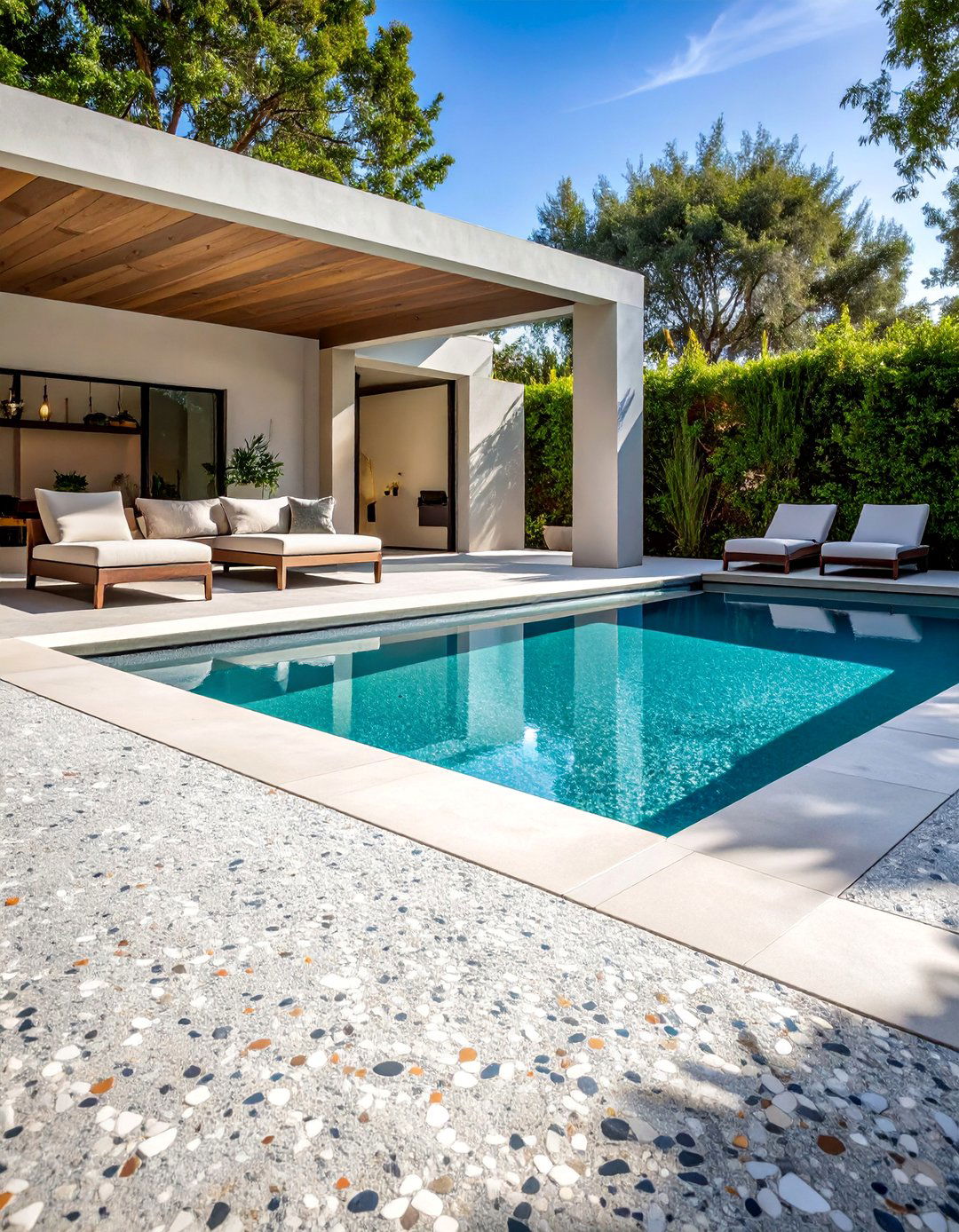 Terrazzo Style Concrete Pool Deck - 25 Concrete Pool Deck Ideas