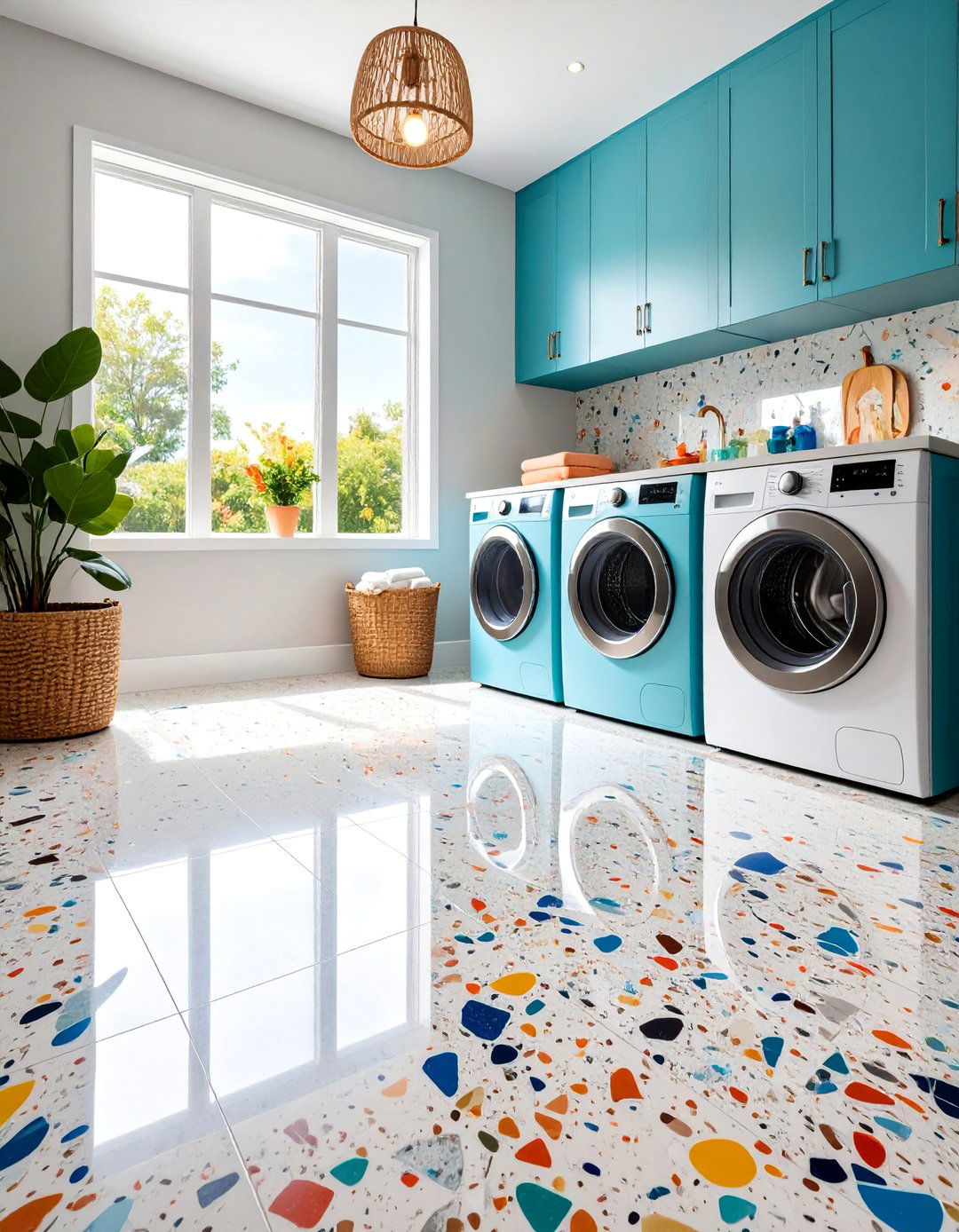 Terrazzo Style Luxury Vinyl - 25 Laundry Room Floor Ideas