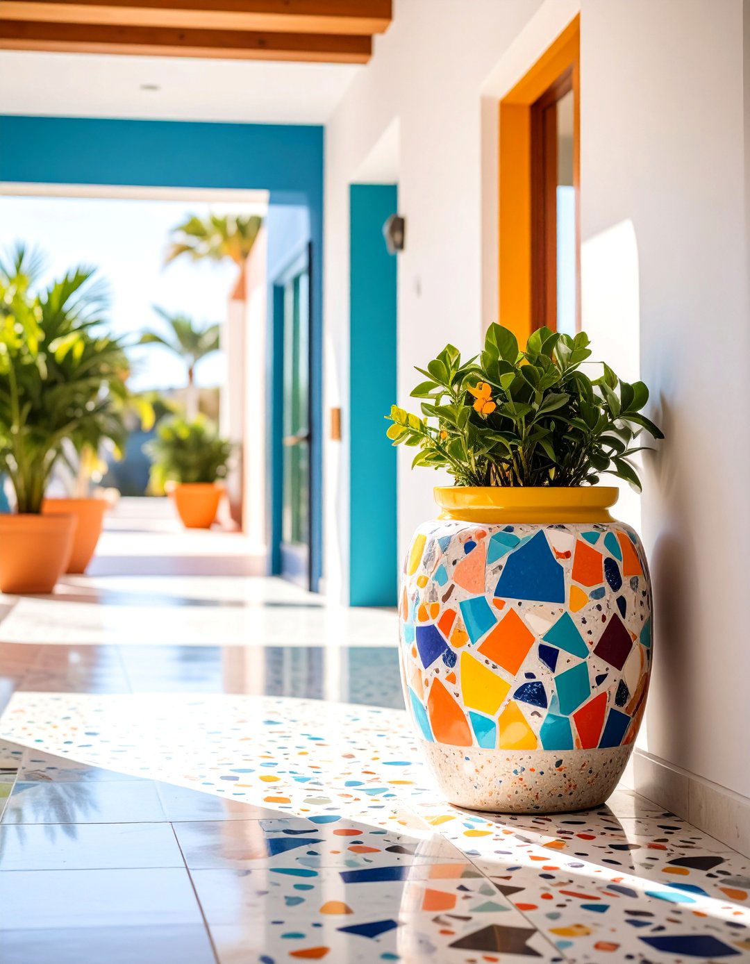 Terrazzo Style Painted Pot - 25 Painted Pot Ideas