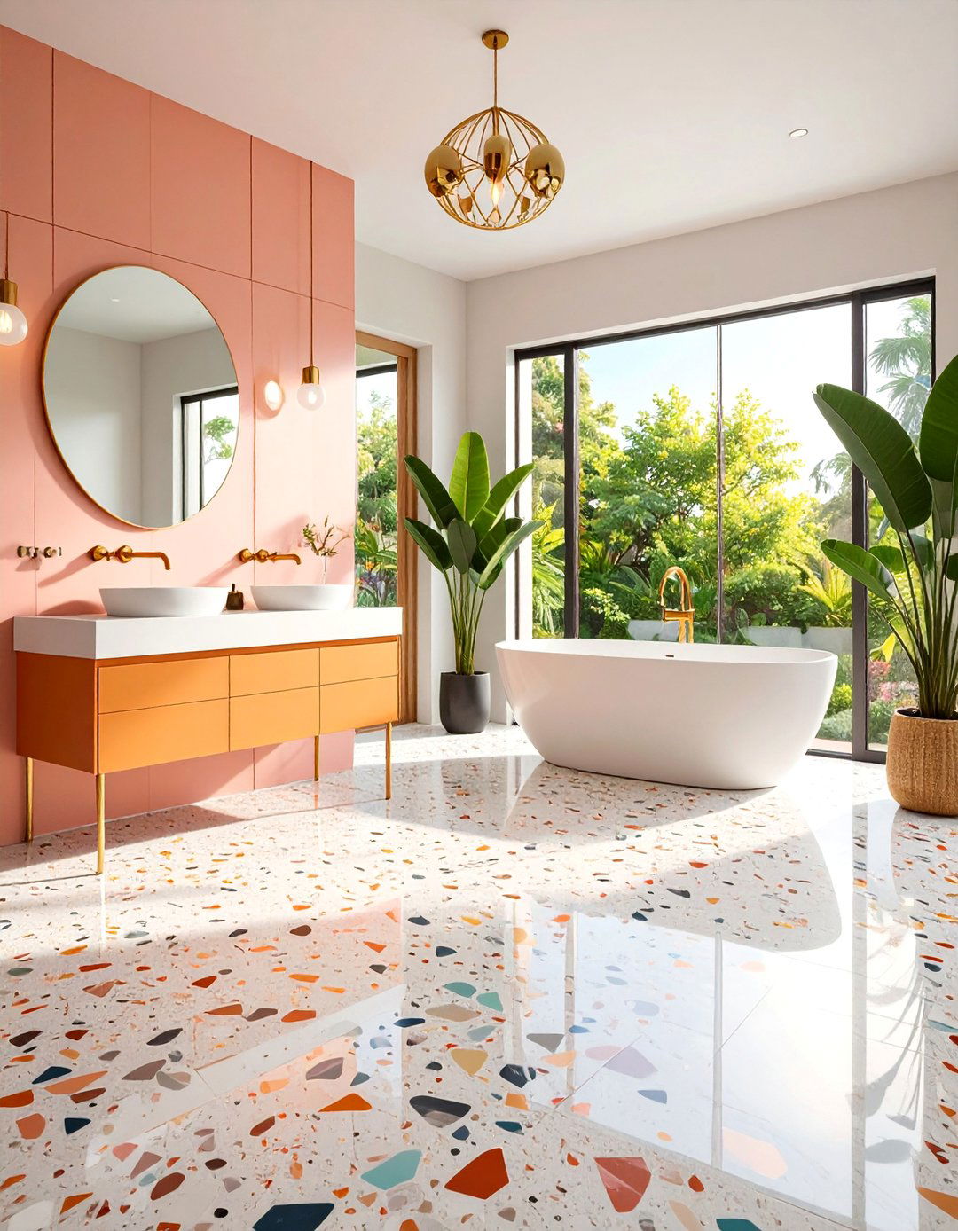 Terrazzo Style Powder Room Floor Tiles - 25 Powder Room Floor Tile Ideas