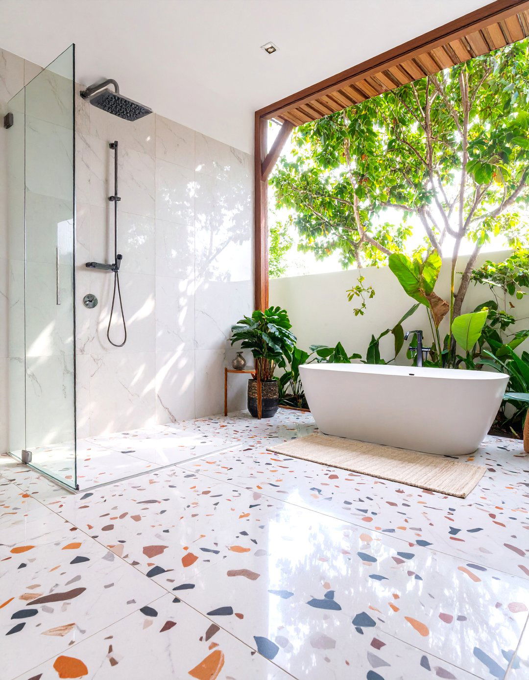 Terrazzo Style Shower Floor Tiles - 25 Shower Floor Tile Ideas