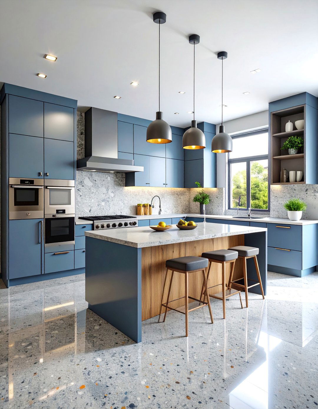 Terrazzo U Shaped Kitchen with Professional Features - 25 Terrazzo Kitchen Countertops