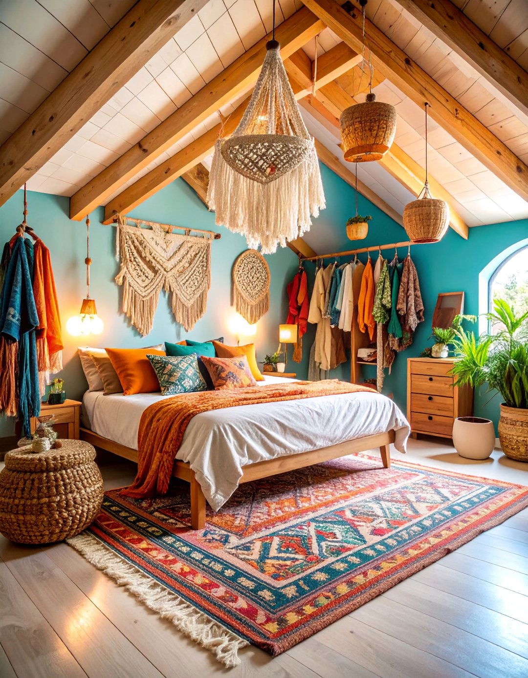Textile Rich Bohemian Sloped Closet - 25 Sloped Ceiling Closet Ideas