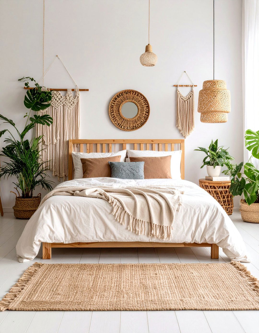 Textural Bohemian Bedroom with Natural Fiber Emphasis - 25 Bohemian Maximalist Decor Ideas