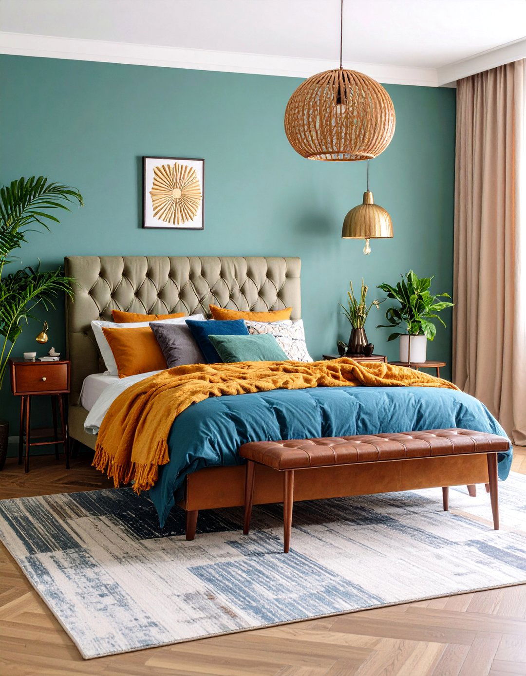 Textural Layering Bedroom with Mixed Materials - 25 Modern Bedroom Ideas