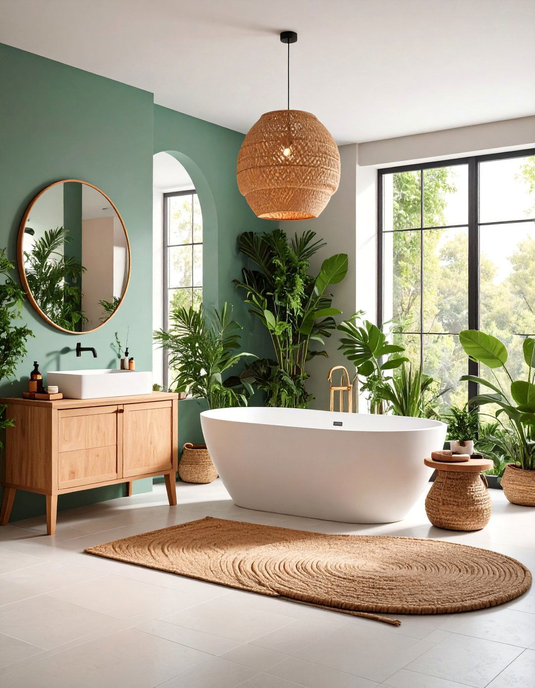Textural Layering Masterpiece - 25 Modern Bathroom Decor Ideas