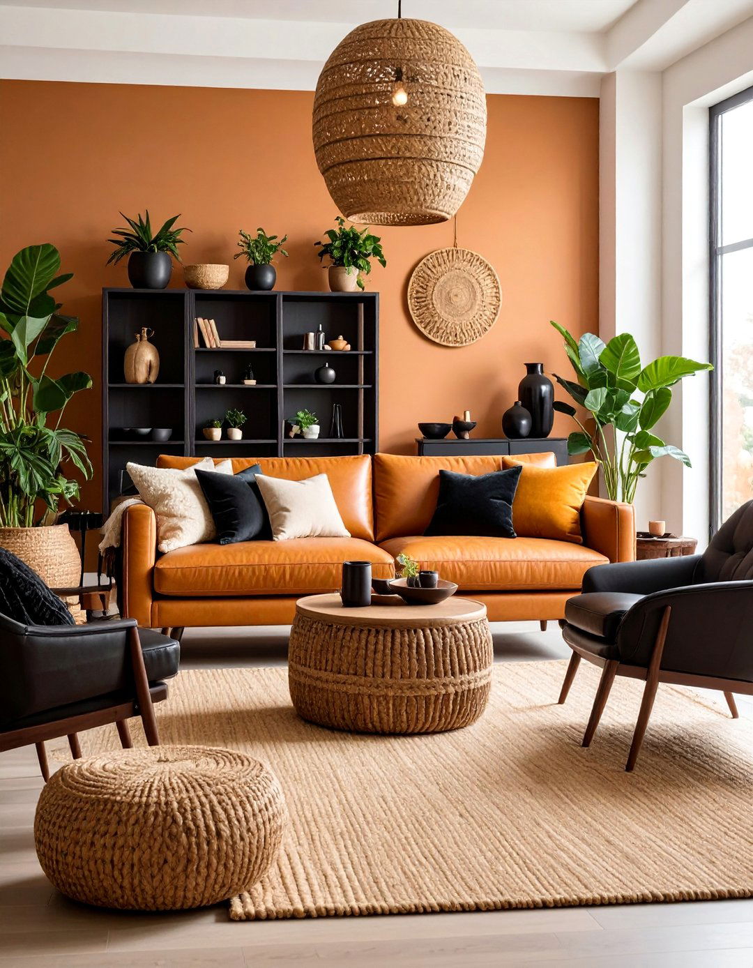Texture Rich Cream and Black Living Room - 25 Cream and Black Living Room Ideas