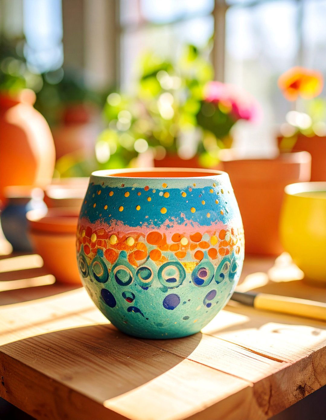 Texture Sponge Painted Pot - 25 Painted Pot Ideas