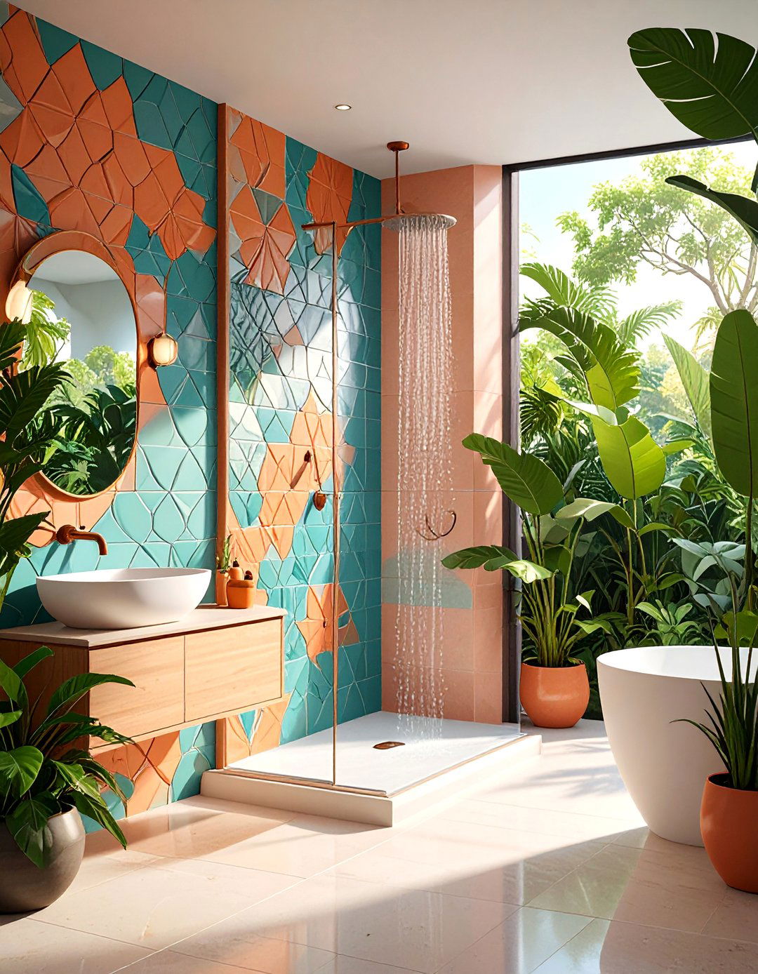 Textured Accent Wall with Dimensional Tiles - 25 Modern Shower Ideas