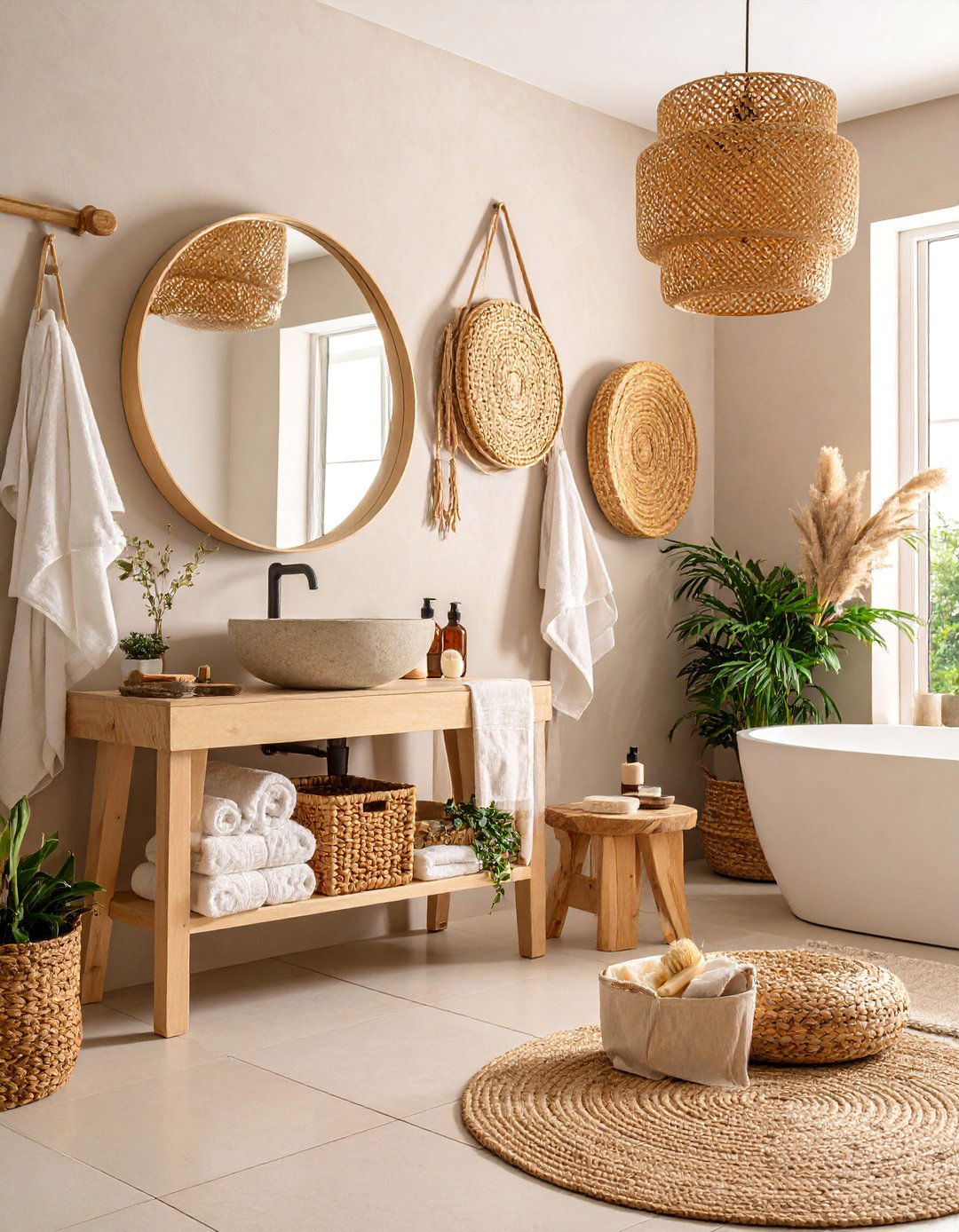 Textured Beige Tactile Experience - 25 Beige Bathroom Ideas