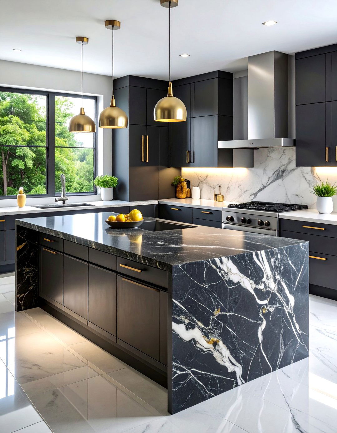 Textured Black Quartzite with Natural Movement - 25 Black Kitchen Countertops