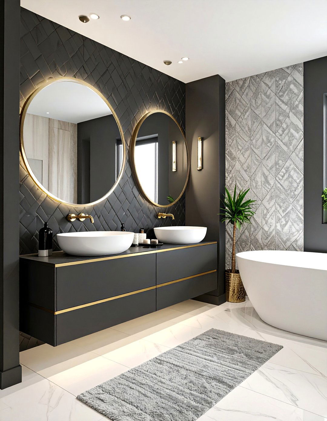 Textured Black and White Wallpaper Dimension - 25 Black and White Powder Room Ideas