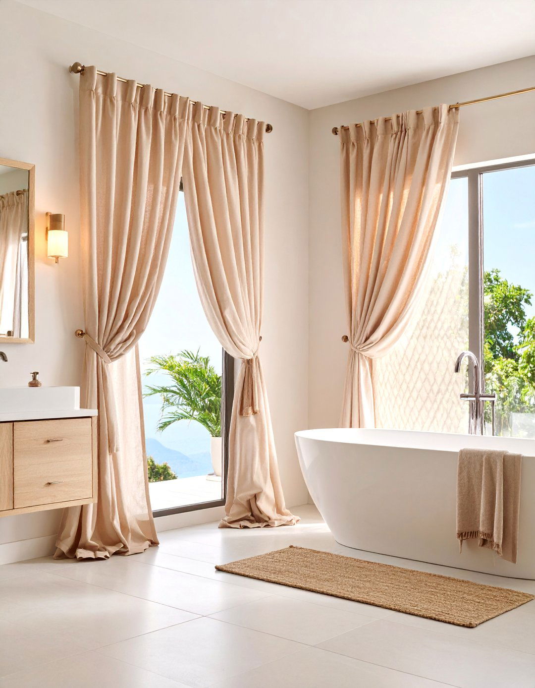 Textured Fabric Bathroom Curtains with Tactile Interest - 25 bathroom curtain ideas