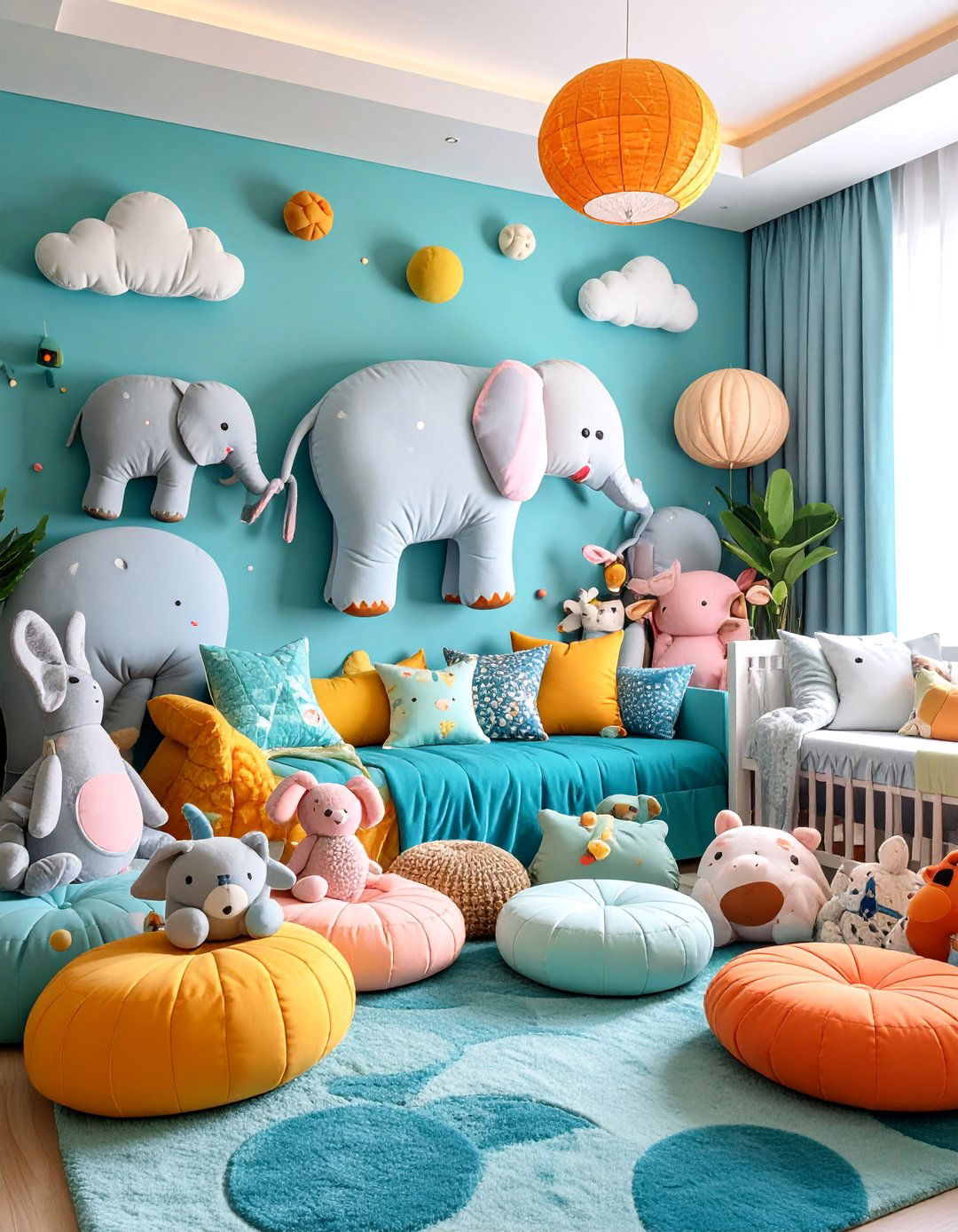Textured Fabric Elephant Sensory Nursery - 25 Elephant Nursery Ideas