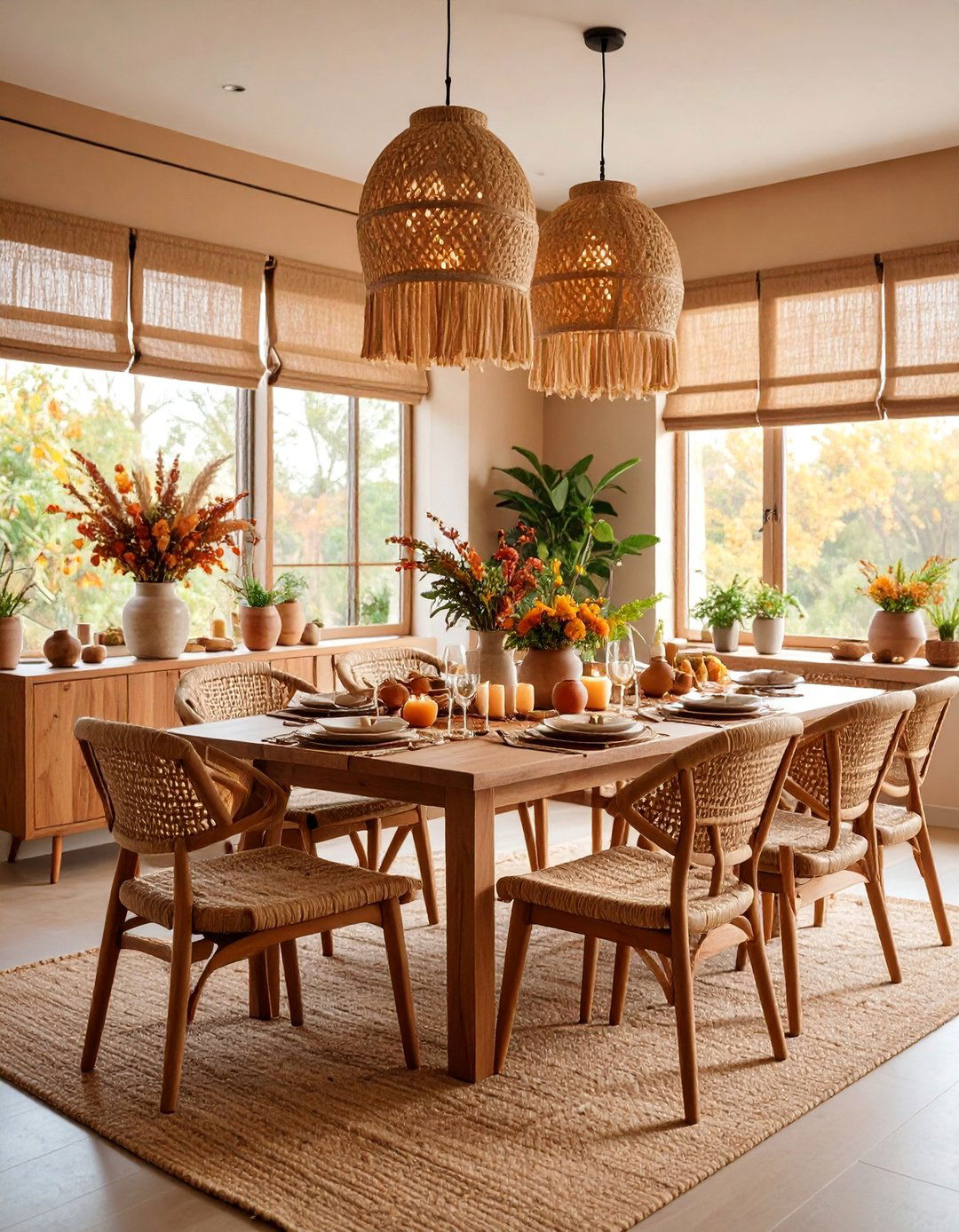 Textured Fabric Shades with Organic Materials - 25 Dining Room Window Treatments