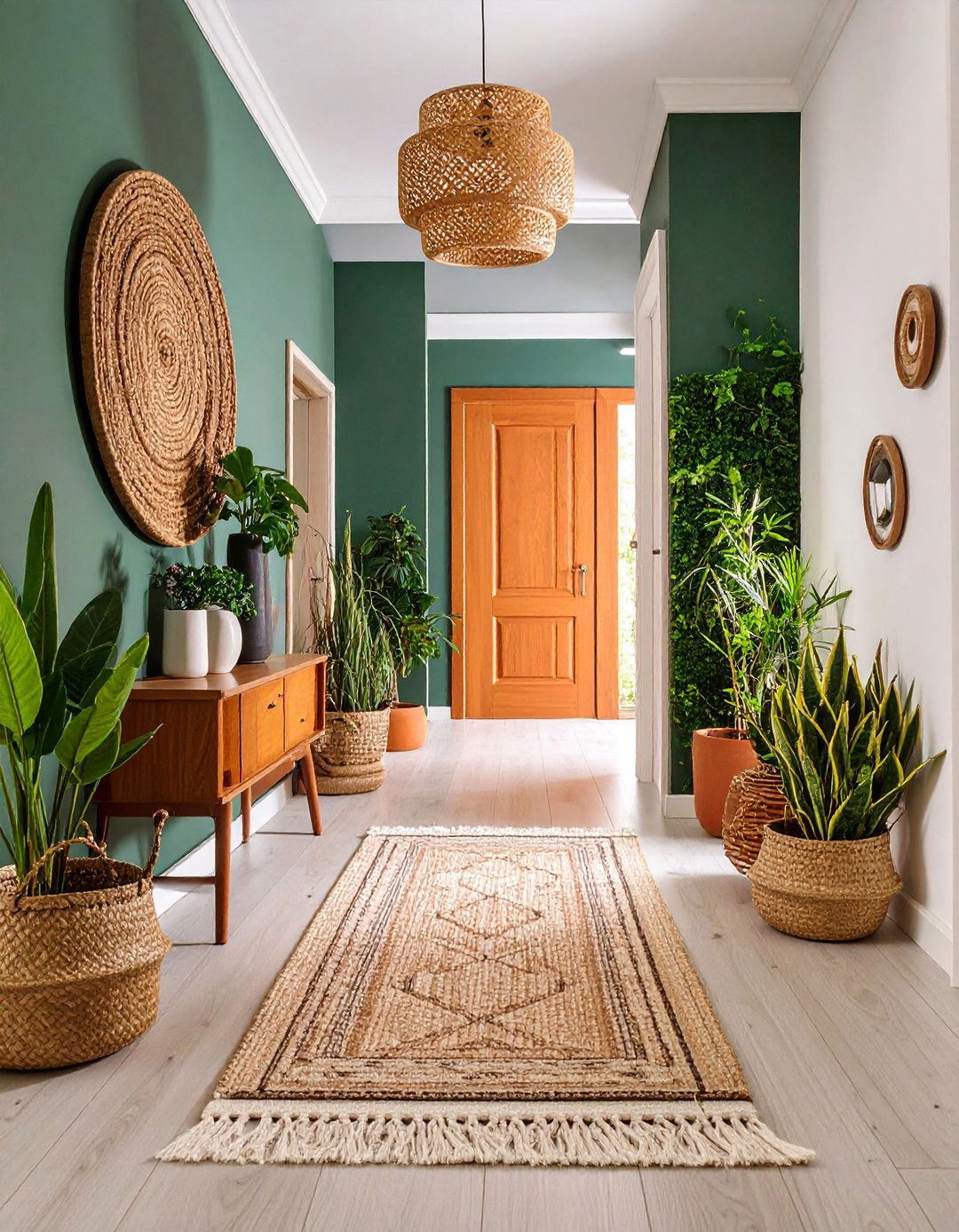Textured Grasscloth Hallway Wallpaper with Natural Fiber Weaves - 25 Hallway Wallpaper Ideas