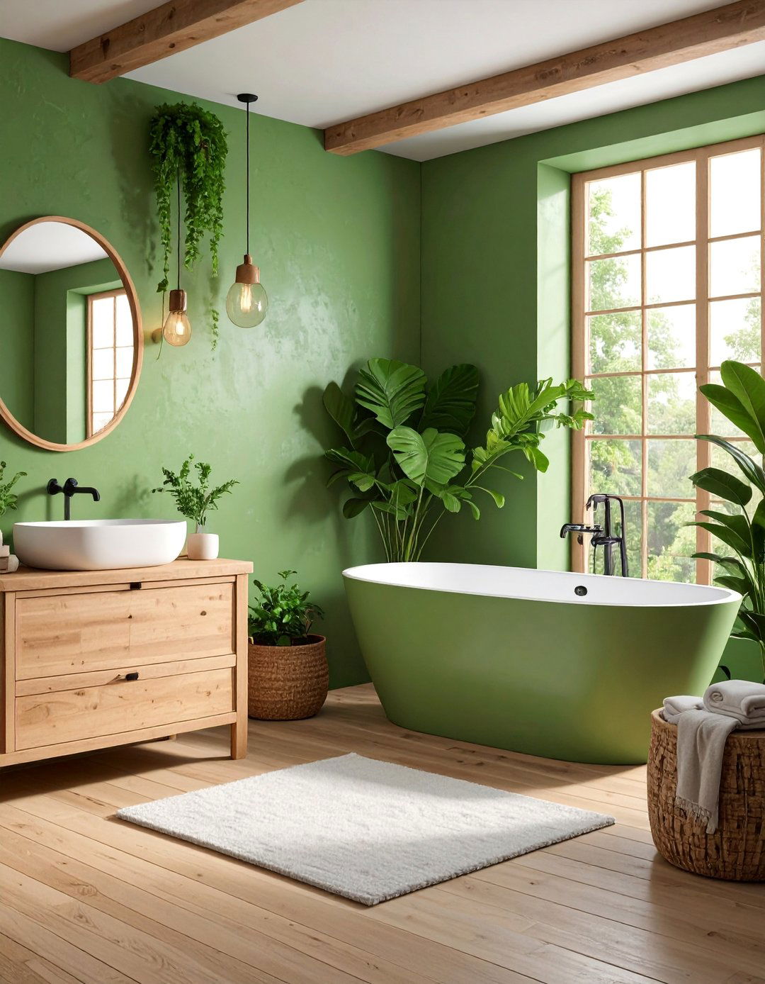 Textured Lime Wash Wall Treatment - 25 Japandi Bathroom Ideas