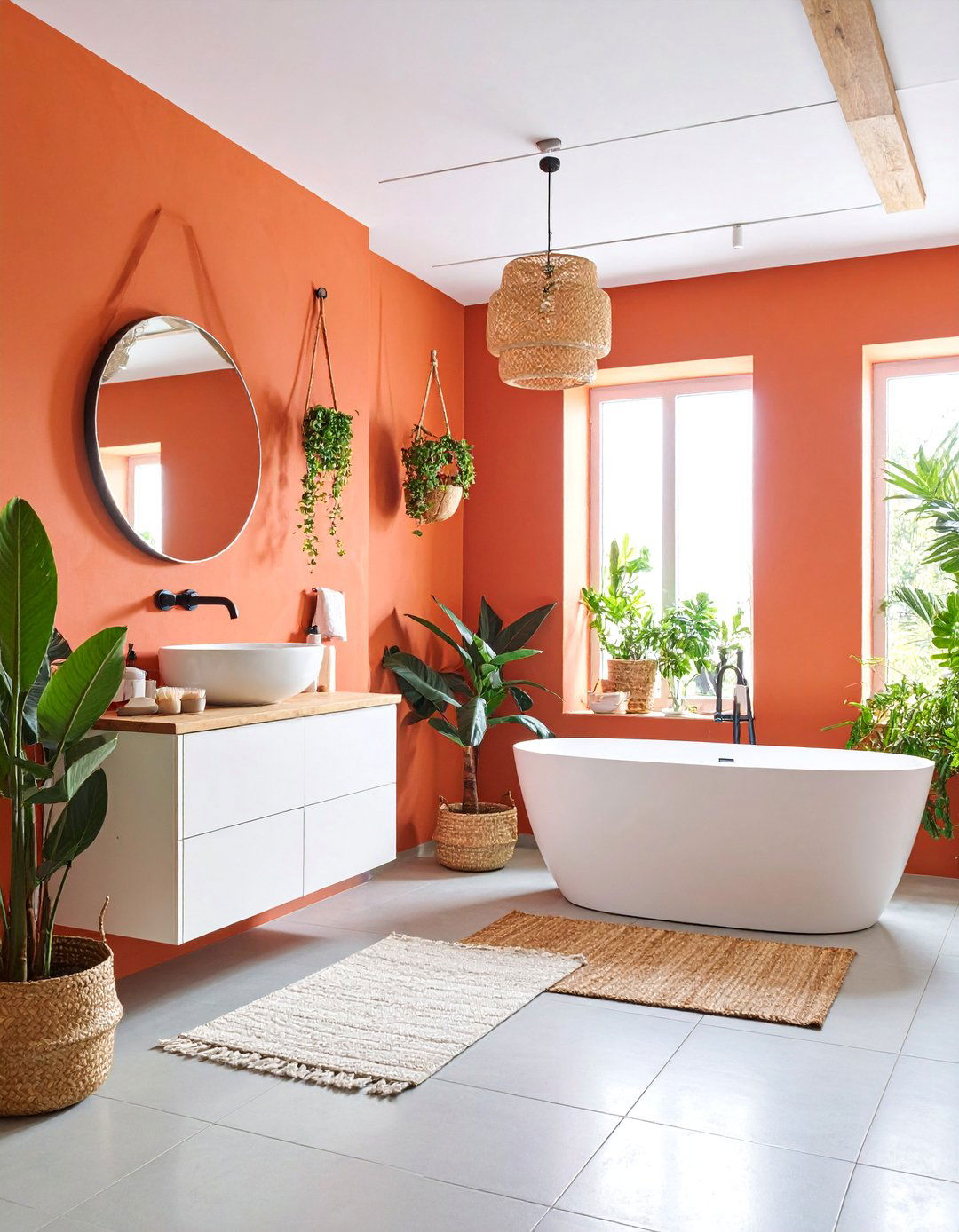 Textured Limewash Accent Walls - 25 Hallway Bathroom Ideas