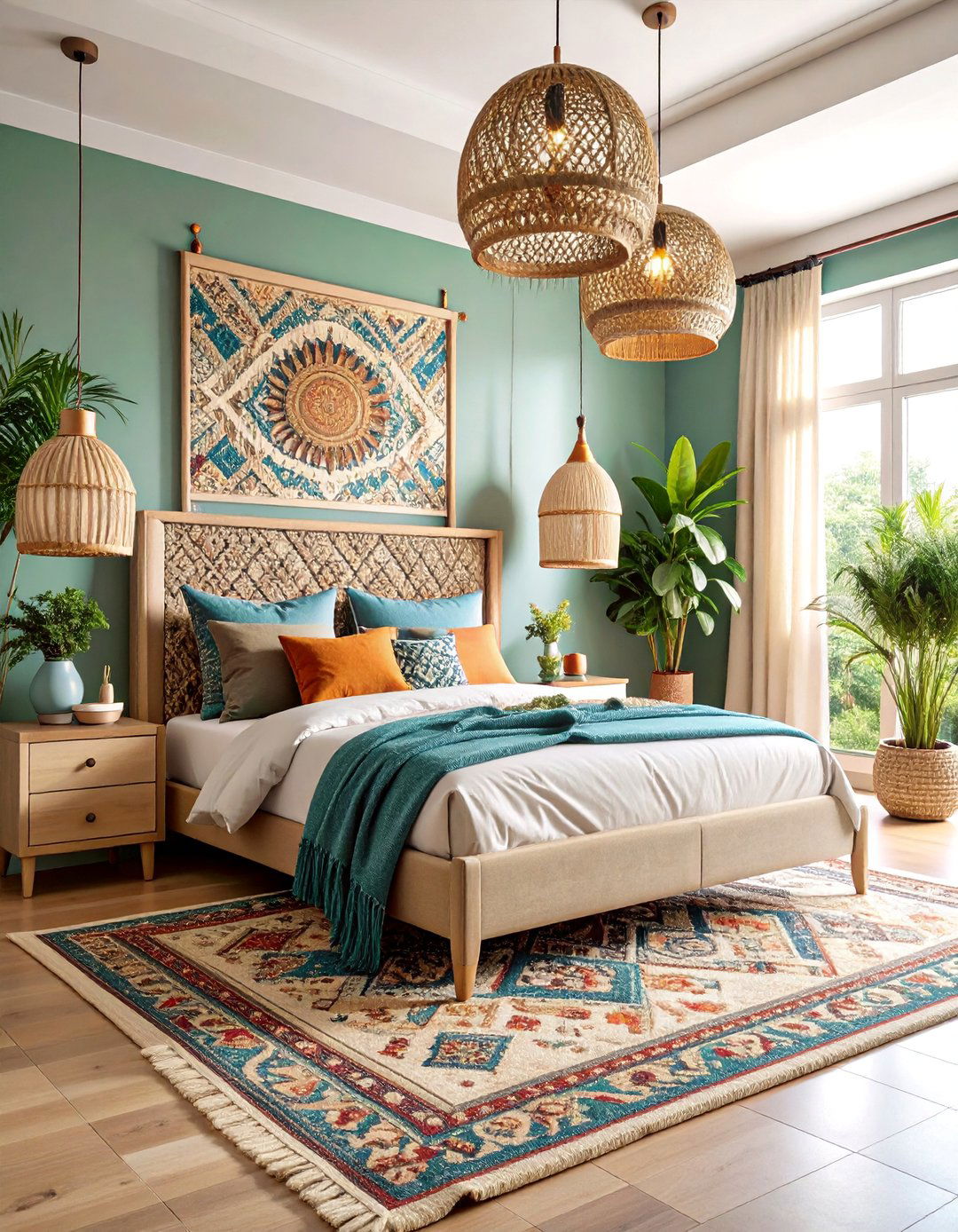 Textured Neutral Bedroom with Woven Wall Treatments - 25 Neutral Bedroom Ideas