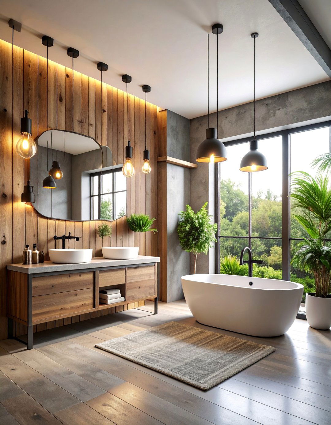 Textured Shiplap with Industrial Metal Accents - 25 shiplap bathroom ideas