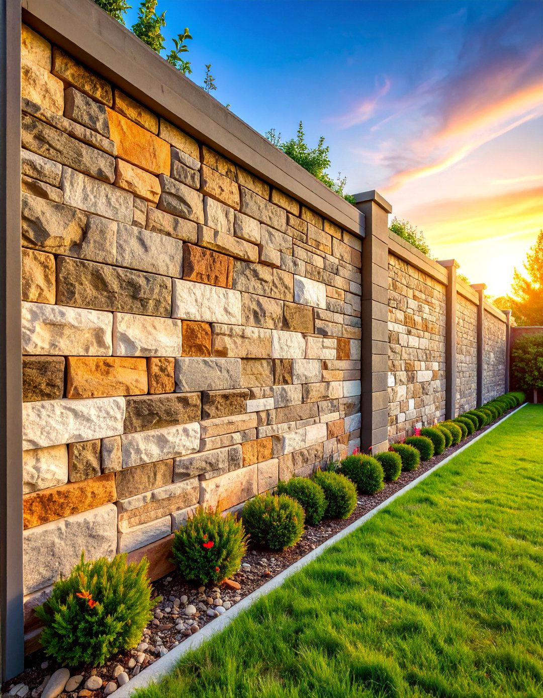 Textured Stone Privacy Wall - 25 Stone Wall Ideas