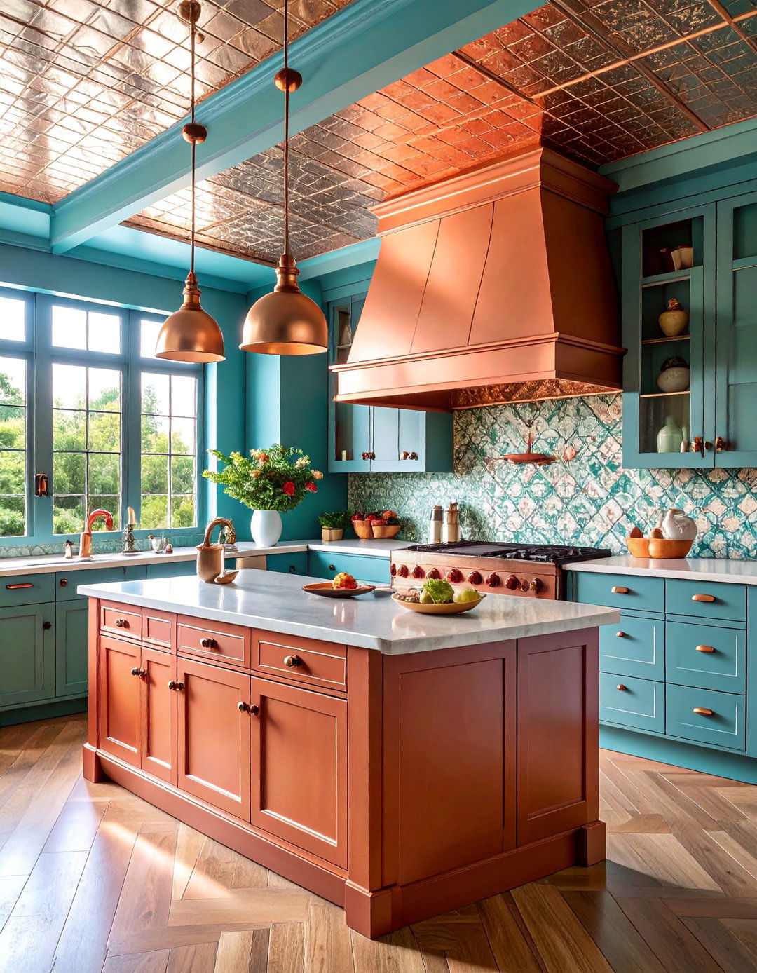 Textured Tin Tile Soffit Design - 25 Kitchen Soffit Ideas