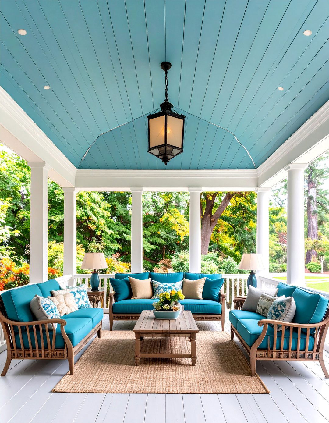 Textured Vinyl Ceiling with Crown Molding - 25 Vinyl Porch Ceiling Ideas