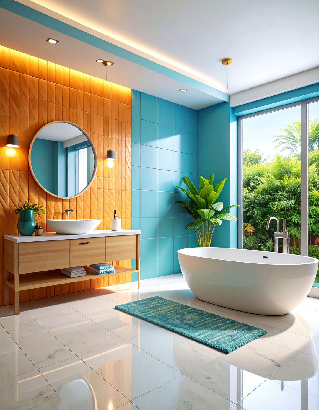 Textured Wall Feature Design - 25 Modern Bathroom Ideas