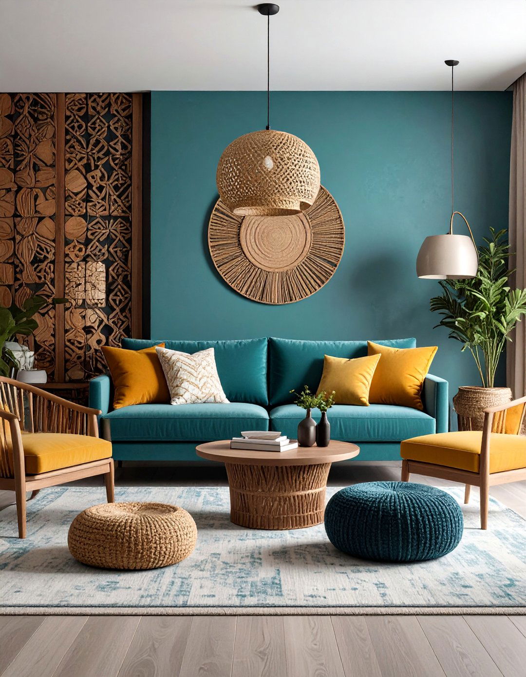 Textured Wall Treatment Focal Design - 25 Bohemian Interior Design Ideas