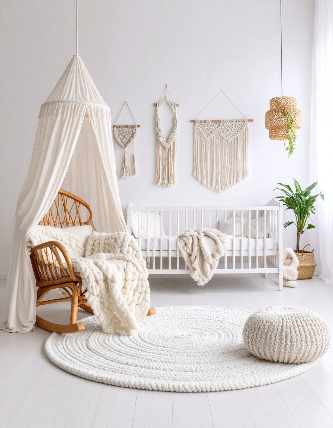 Textured White Nursery with Layered Fabrics - 25 White Nursery Ideas