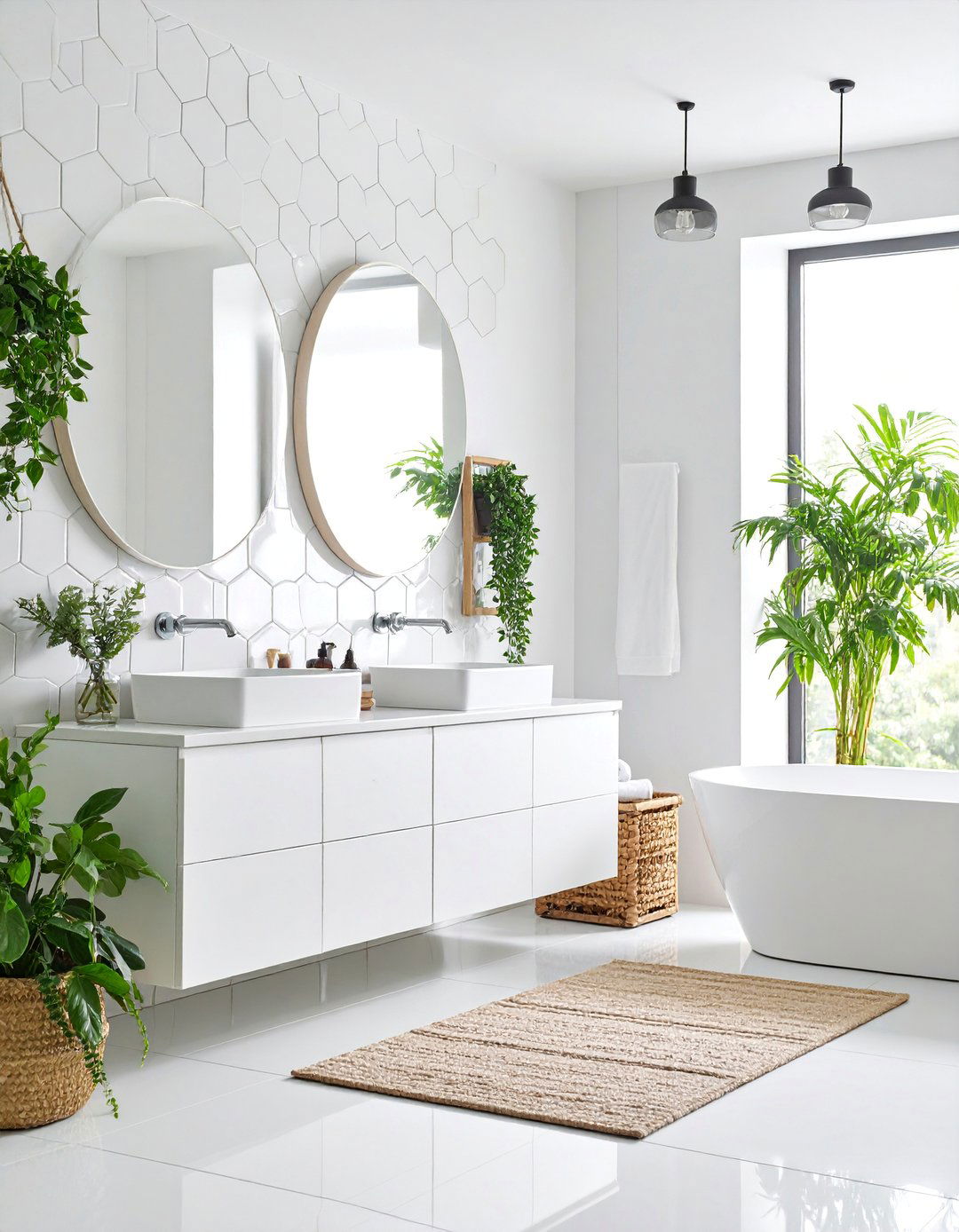 Textured White Tile Design - 25 Minimalist Bathroom Ideas