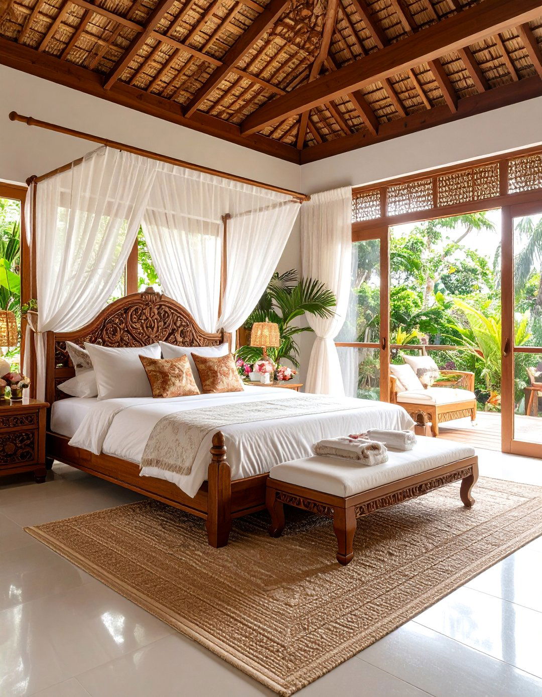 Thai Tropical Bedroom with Teak Elements - 25 Asian Bedroom Ideas