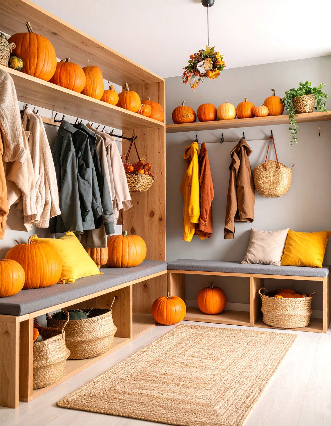 Thanksgiving Mudroom Welcome Station - 25 Thanksgiving Decoration Ideas