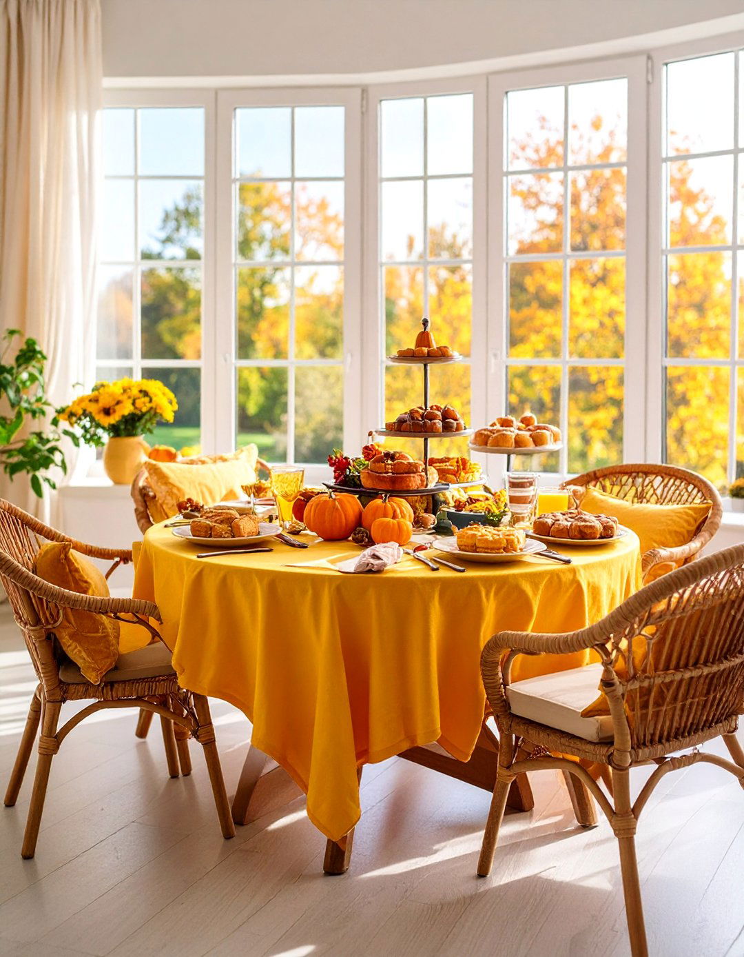 Thanksgiving Sunroom Brunch Setting - 25 Thanksgiving Decoration Ideas